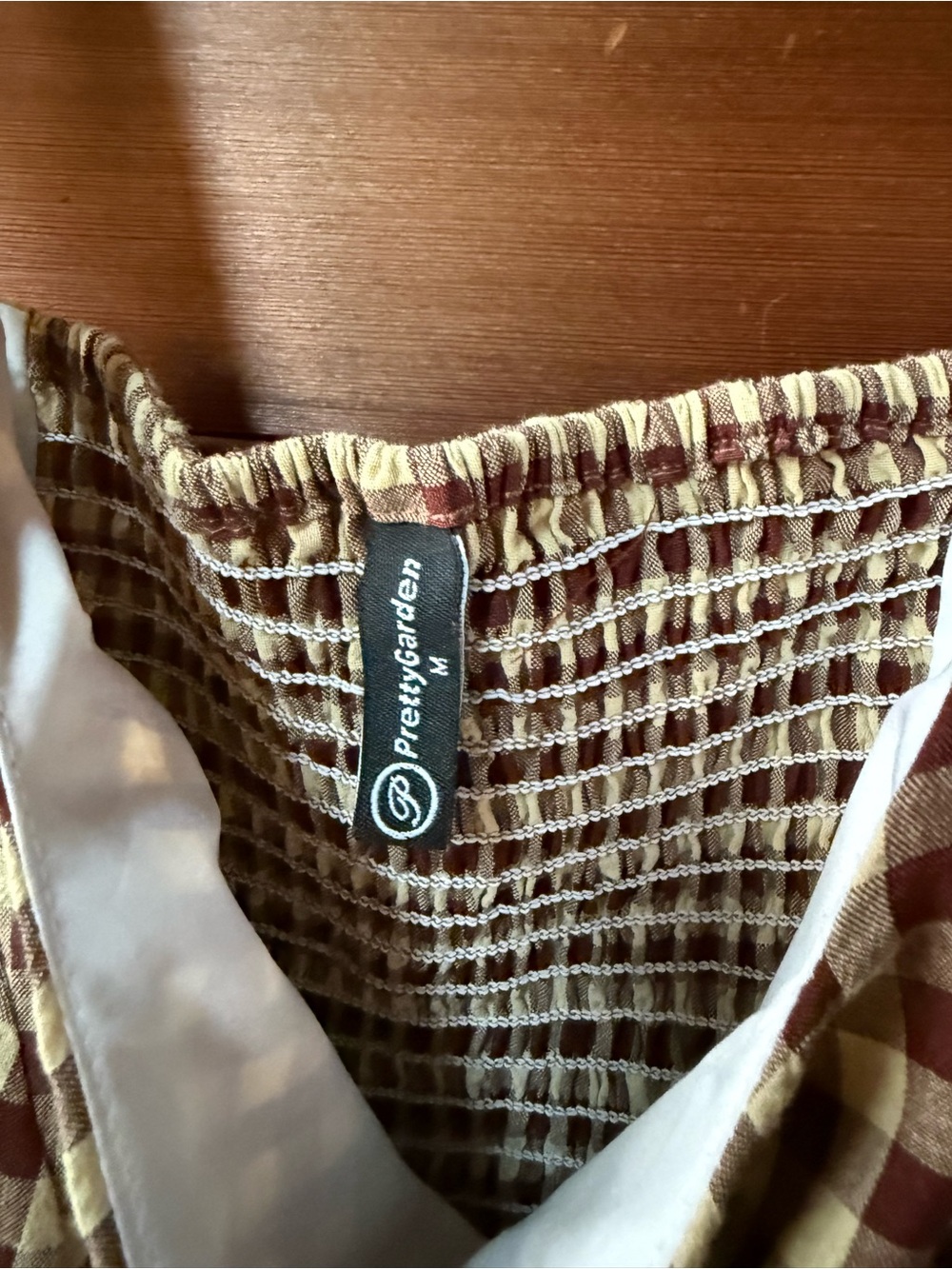 Gingham Square Neck Maxi Dress in Brown - Picture 6 of 6